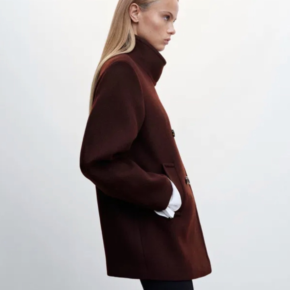 MANGO Wool Funnel Neck Coat